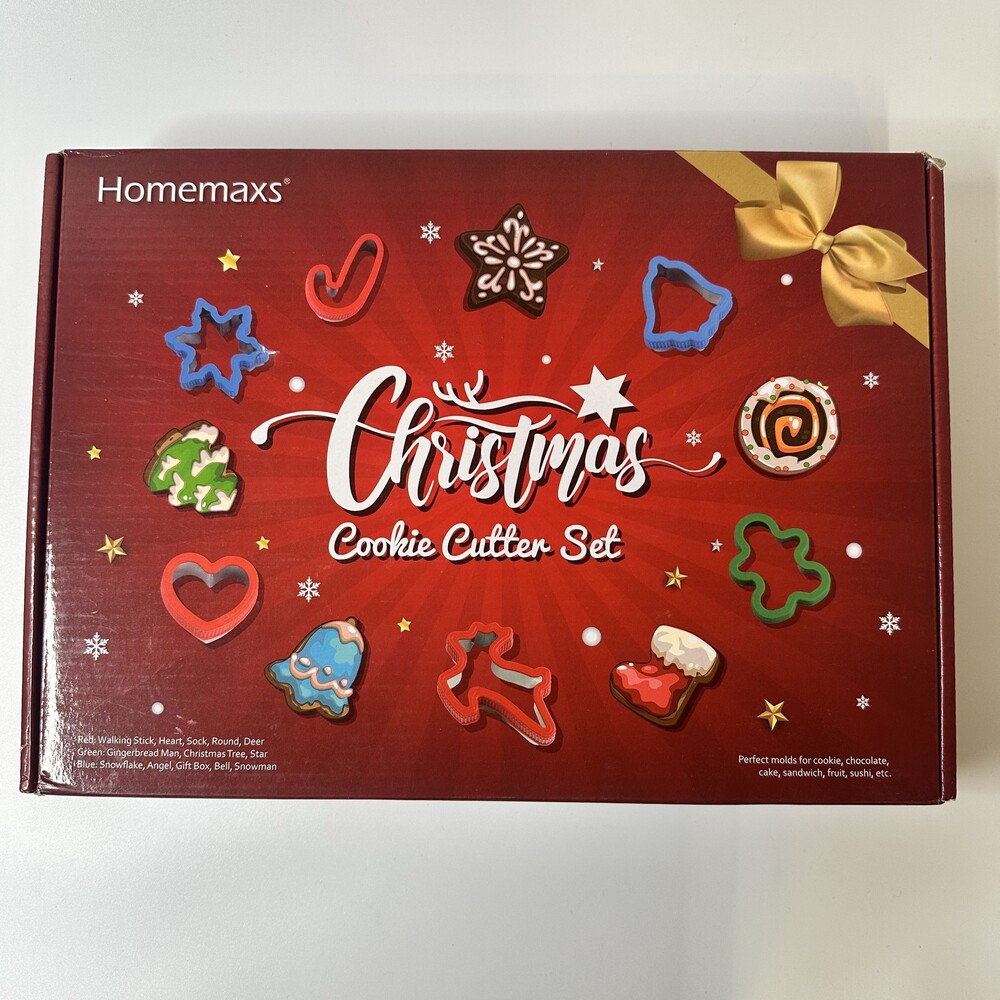 13 Pc Christmas Cookie Cutter Set Stainless Steel Holiday Baking Shapes